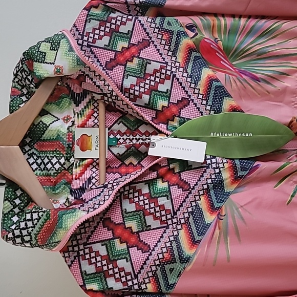 ANTHRO Farm Rio Love Birds Windbreaker - Picture 4 of 12